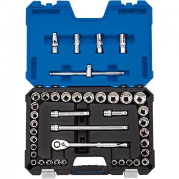Draper Expert MM/AF Combined Socket Set, 1/2&rdquo; Sq. Dr., Blue (41 Piece)