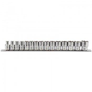 Metric Socket on a Metal Rail, 1/2&rdquo; Sq. Dr. (15 Piece)