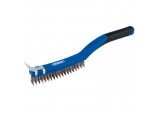 3 Row Stainless Steel Wire Scratch Brush with Scraper, 350mm