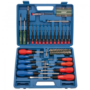 Screwdriver, Socket and Bit Set, Blue (70 Piece)