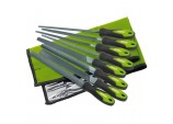 Soft Grip Engineers File and Rasp Set, 200mm, Green (8 Piece)
