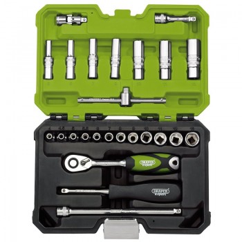Draper Expert Metric Socket Set, 1/4&rdquo; Sq. Dr., Green (25 Piece)