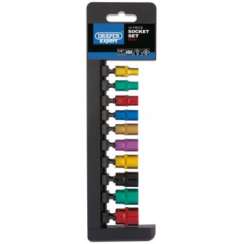 Metric Coloured Socket Set, 1/4&rdquo; Sq. Dr. (10 Piece)
