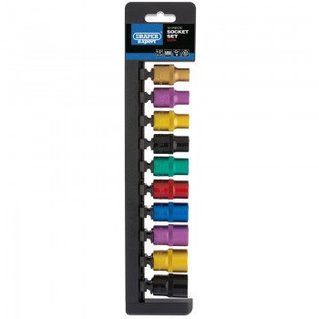 Metric Coloured Socket Set, 1/2&rdquo; Sq. Dr. (10 Piece)