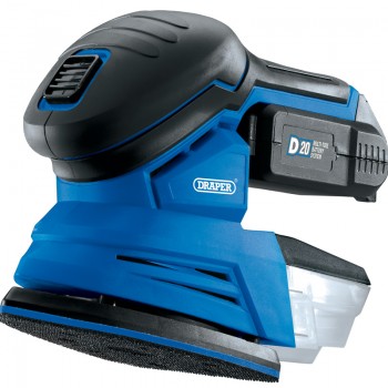 D20 20V Tri-Base Detail Sander, 1 x 2.0Ah Battery, 1 x Charger