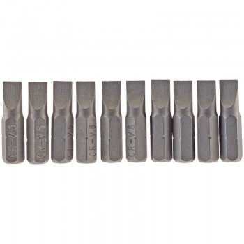 Plain Slot Insert Bit, 6mm, 1/4&rdquo; Hex, 25mm Long (Pack of 10)