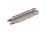 PZ Type Insert Bit, 1/4&rdquo; Hex, 50mm Long, No.1 (Pack of 2)