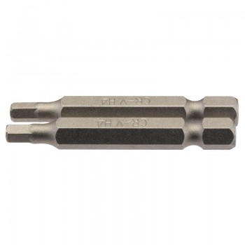 Hexagonal Insert Bit, 4mm, 1/4&rdquo; Hex, 50mm Long (Pack of 2)
