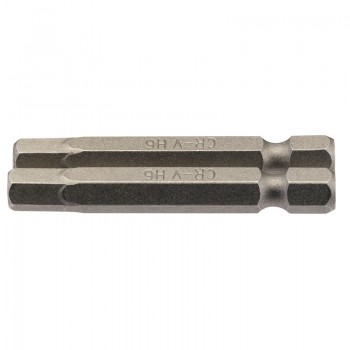 Hexagonal Insert Bit, 6mm, 1/4&rdquo; Hex, 50mm Long (Pack of 2)
